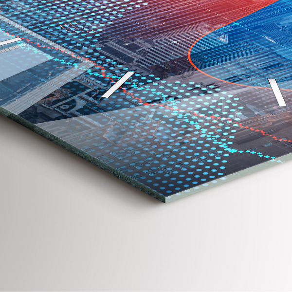 Ceas pătrat de perete din sticlă Zgârie-nori din Philadelphia