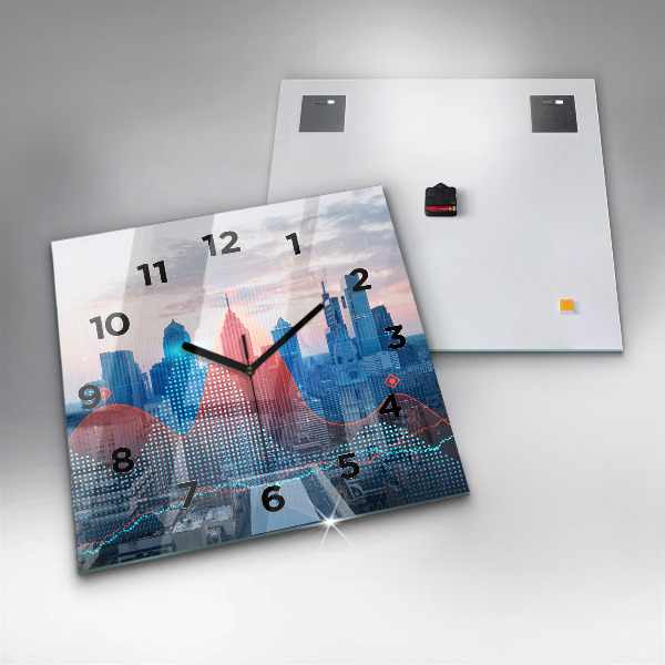 Ceas pătrat de perete din sticlă Zgârie-nori din Philadelphia