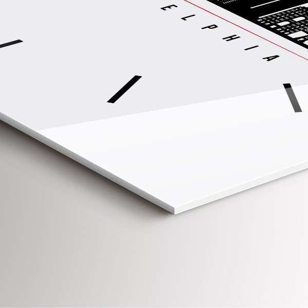 Ceas pătrat de perete din sticlă ilustrație Philadelphia