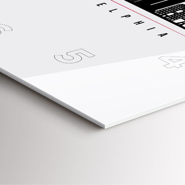 Ceas pătrat de perete din sticlă ilustrație Philadelphia