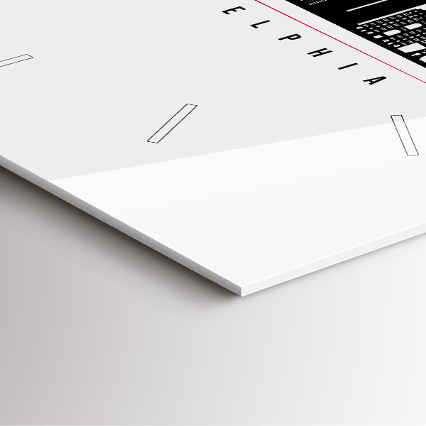 Ceas pătrat de perete din sticlă ilustrație Philadelphia