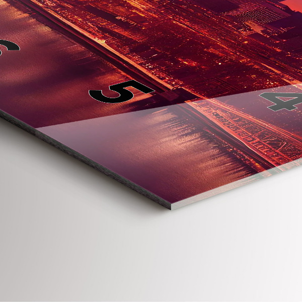 Ceas pătrat de perete din sticlă Oraș noaptea în Philadelphia