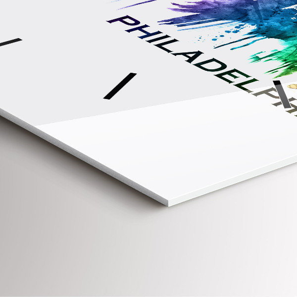 Ceas pătrat de perete din sticlă Filadelfia colorată