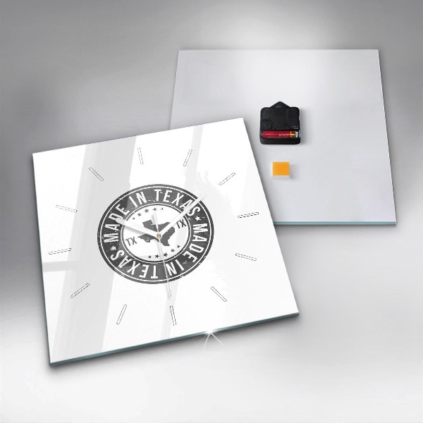 Ceas pătrat de perete din sticlă ștampila Texas