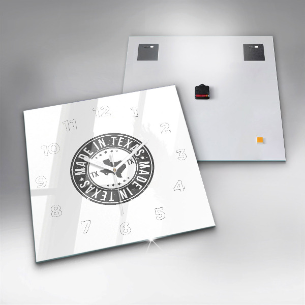 Ceas pătrat de perete din sticlă ștampila Texas