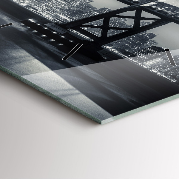 Ceas pătrat de perete din sticlă Pod noaptea San Francisco