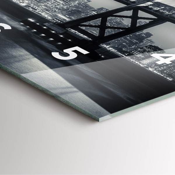 Ceas pătrat de perete din sticlă Pod noaptea San Francisco