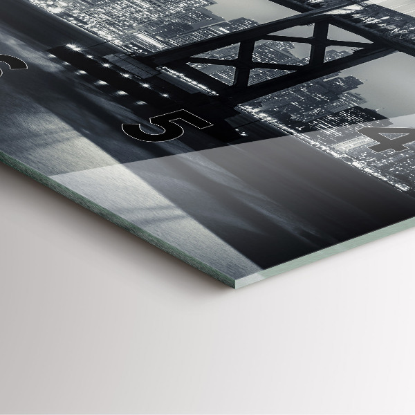 Ceas pătrat de perete din sticlă Pod noaptea San Francisco