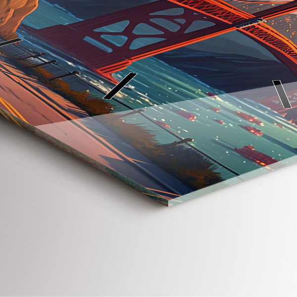 Ceas pătrat de perete din sticlă Pod din San Francisco