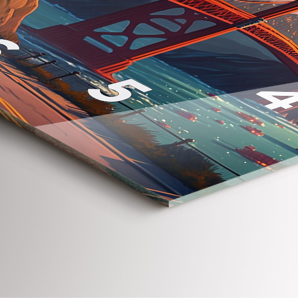 Ceas pătrat de perete din sticlă Pod din San Francisco