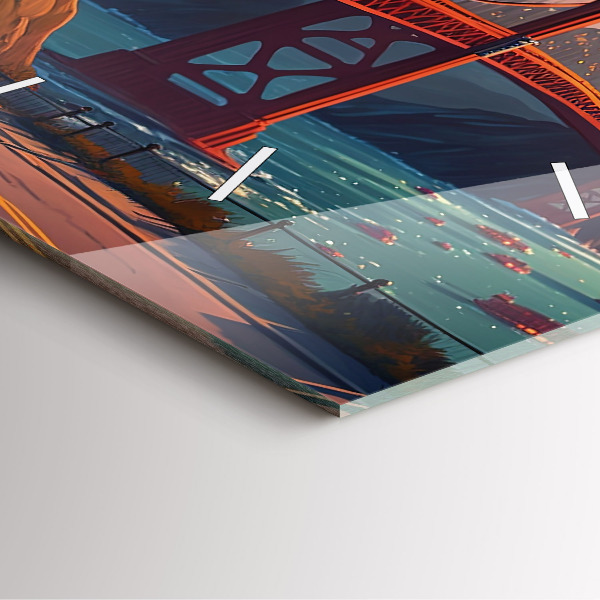 Ceas pătrat de perete din sticlă Pod din San Francisco