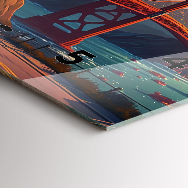 Ceas pătrat de perete din sticlă Pod din San Francisco