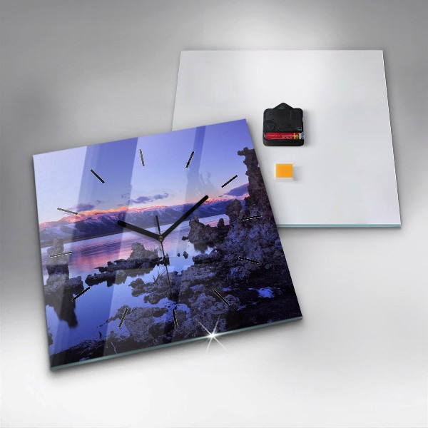 Ceas pătrat de perete din sticlă Lacul California