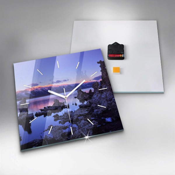 Ceas pătrat de perete din sticlă Lacul California
