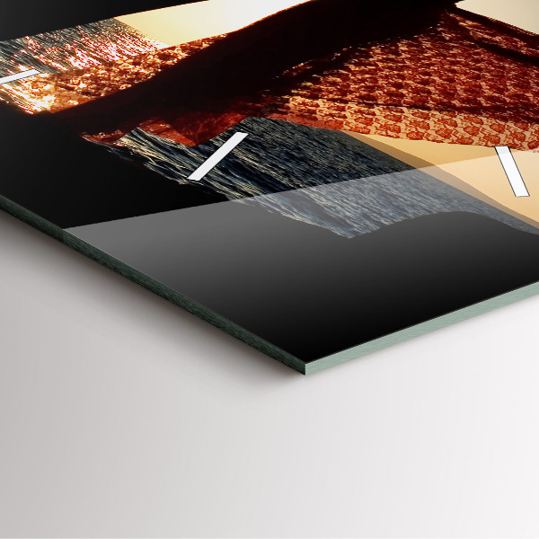 Ceas pătrat de perete din sticlă Dans spaniol pe mare