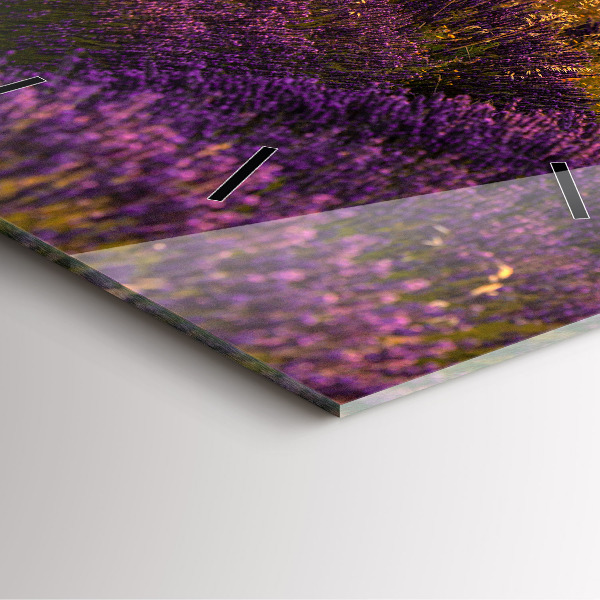 Ceas pătrat de perete din sticlă Lunca de lavandă Franța