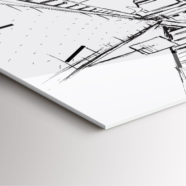 Ceas pătrat de perete din sticlă Desen al orașului Provence