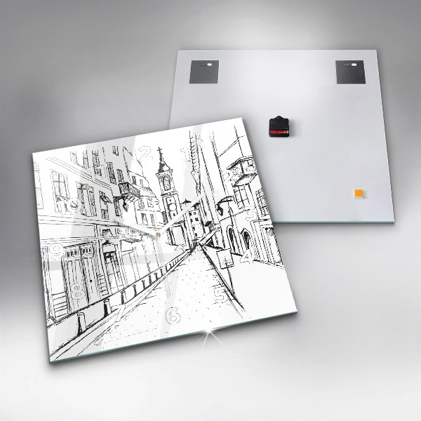 Ceas pătrat de perete din sticlă Desen al orașului Provence