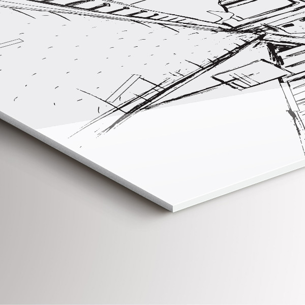 Ceas pătrat de perete din sticlă Desen al orașului Provence