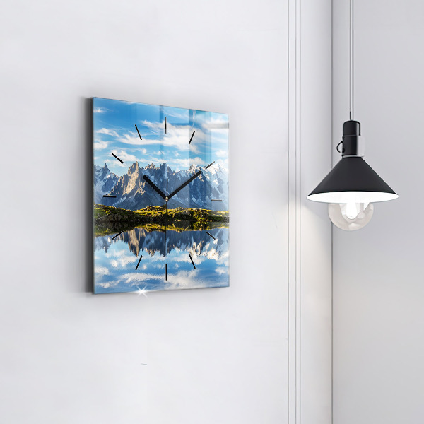 Ceas pătrat de perete din sticlă Valea Chamonix, Alpii francezi