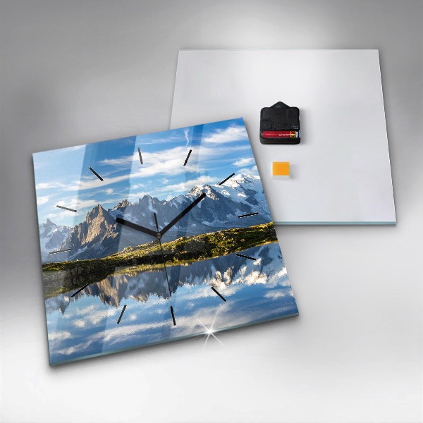 Ceas pătrat de perete din sticlă Valea Chamonix, Alpii francezi