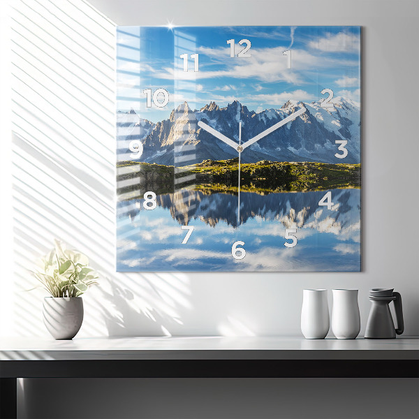 Ceas pătrat de perete din sticlă Valea Chamonix, Alpii francezi