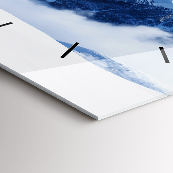 Ceas pătrat de perete din sticlă Panoramă montană