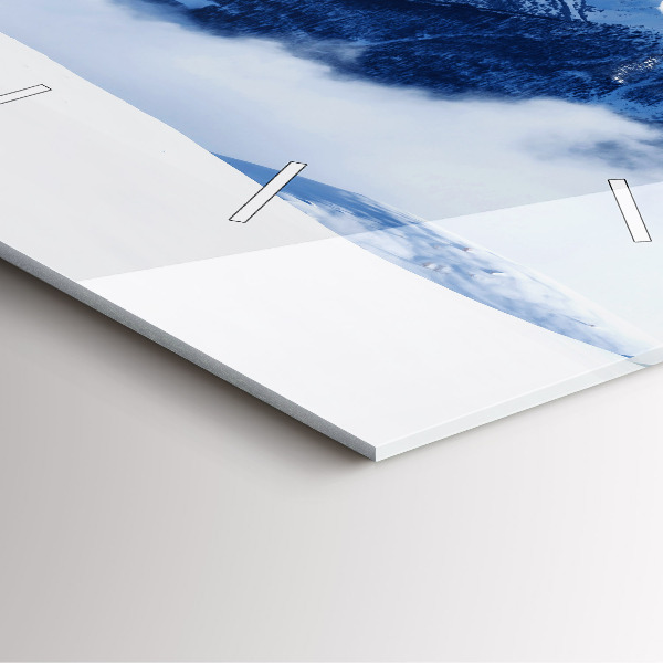 Ceas pătrat de perete din sticlă Panoramă montană