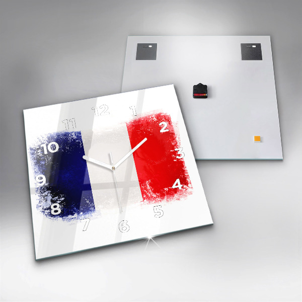 Ceas pătrat de perete din sticlă Steagul Franței