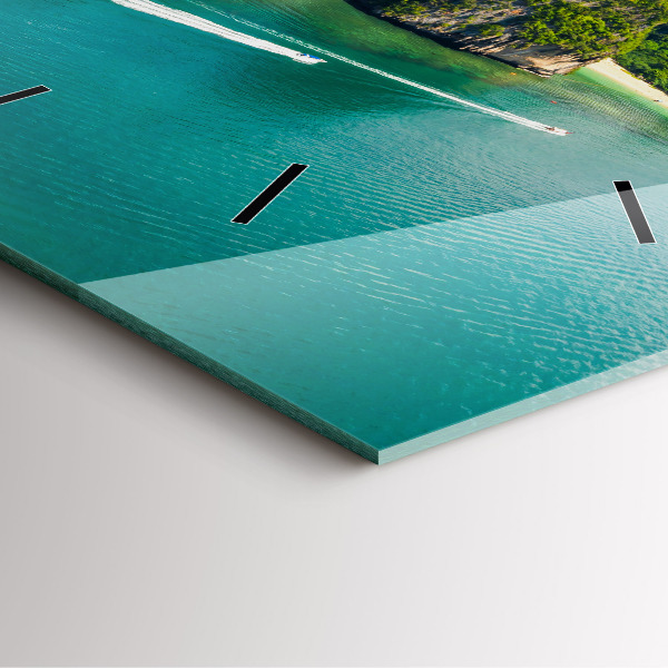 Ceas pătrat de perete din sticlă Insula din Thailanda