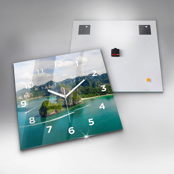 Ceas pătrat de perete din sticlă Insula din Thailanda