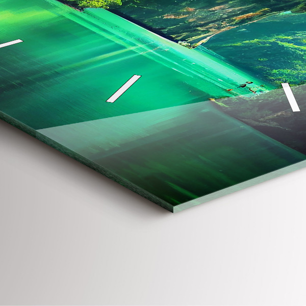 Ceas pătrat de perete din sticlă Peisaj natural din Thailanda