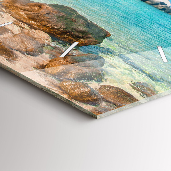 Ceas pătrat de perete din sticlă Plaja frumoasa din Thailanda