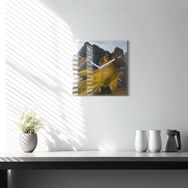 Ceas pătrat de perete din sticlă Drum în Islanda