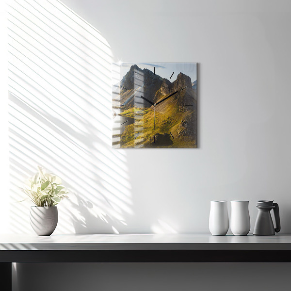 Ceas pătrat de perete din sticlă Drum în Islanda