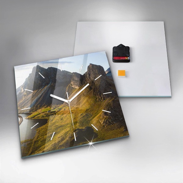 Ceas pătrat de perete din sticlă Drum în Islanda