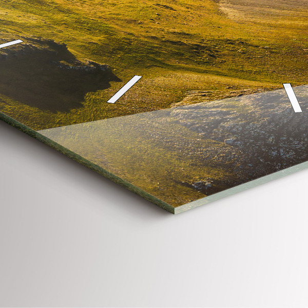 Ceas pătrat de perete din sticlă Drum în Islanda