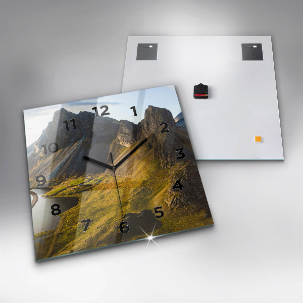 Ceas pătrat de perete din sticlă Drum în Islanda