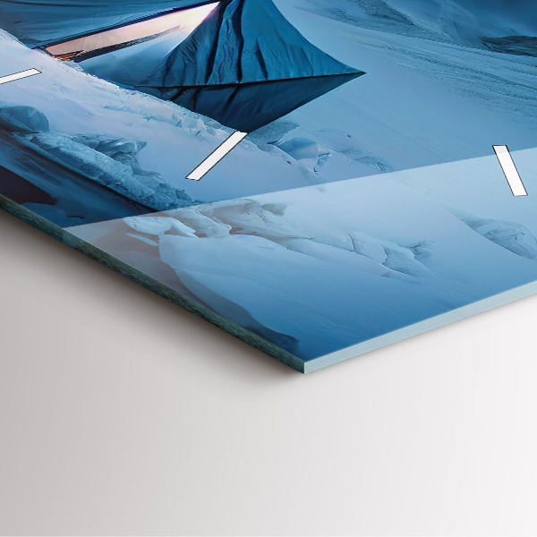 Ceas pătrat de perete din sticlă Cort în munții Islandei