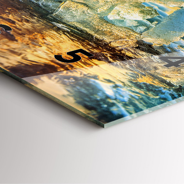 Ceas pătrat de perete din sticlă Munte de gheață și răsărit