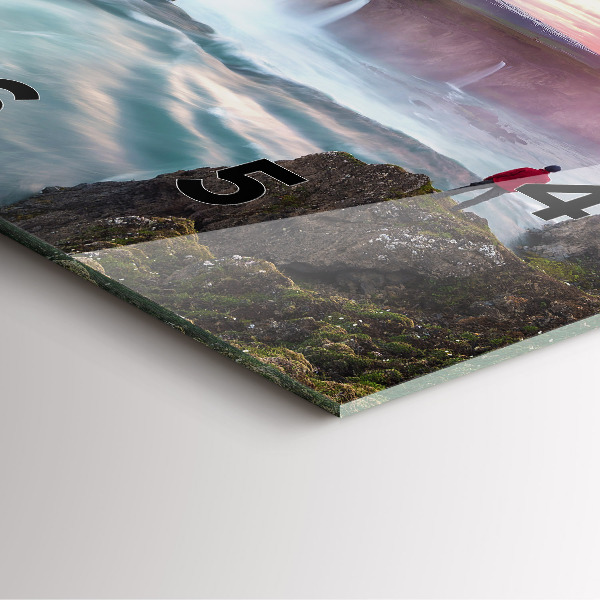 Ceas pătrat de perete din sticlă Peisaj cu o cascadă