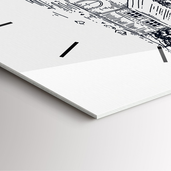 Ceas pătrat de perete din sticlă Oraș de desene animate