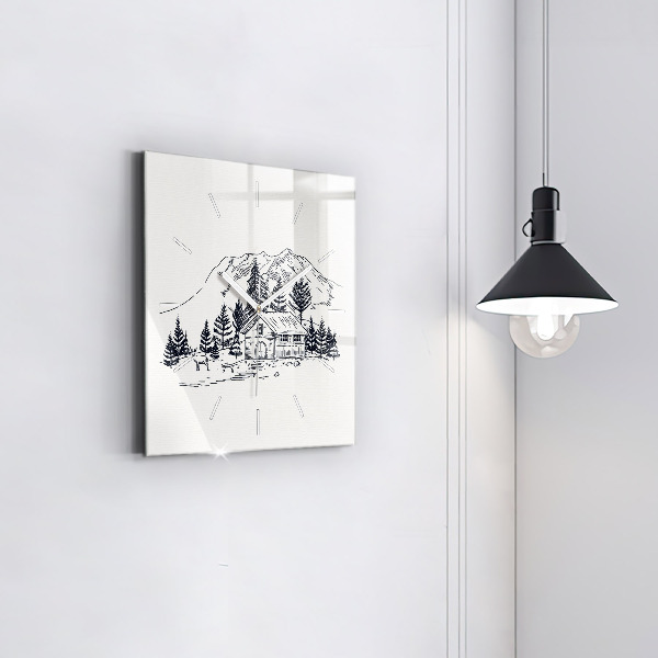 Ceas pătrat de perete din sticlă Oraș de desene animate