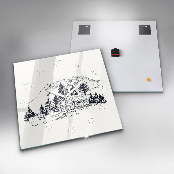 Ceas pătrat de perete din sticlă Oraș de desene animate