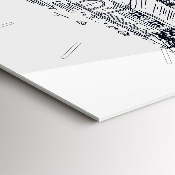 Ceas pătrat de perete din sticlă Oraș de desene animate