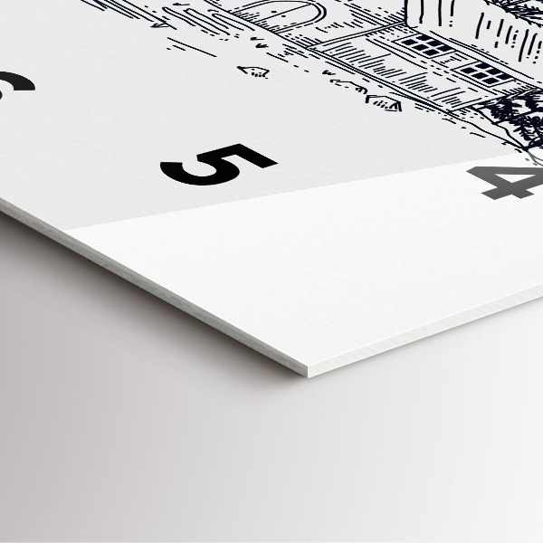 Ceas pătrat de perete din sticlă Oraș de desene animate