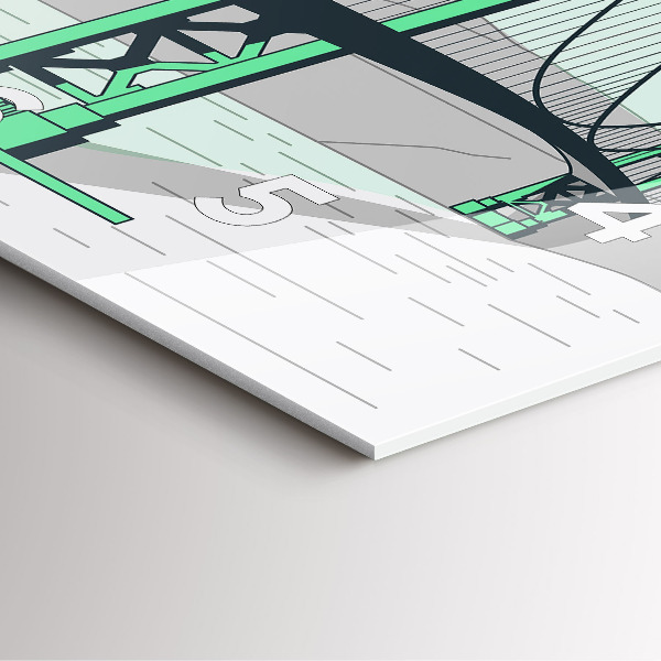 Ceas pătrat de perete din sticlă Podul Verde