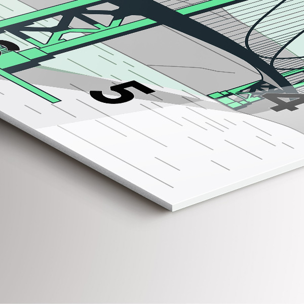 Ceas pătrat de perete din sticlă Podul Verde