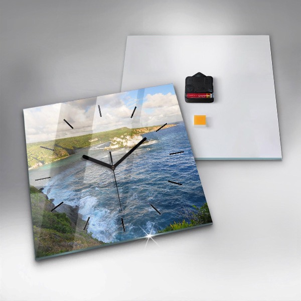 Ceas pătrat de perete din sticlă Coasta Oceanului