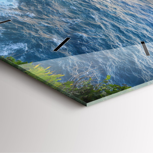 Ceas pătrat de perete din sticlă Coasta Oceanului